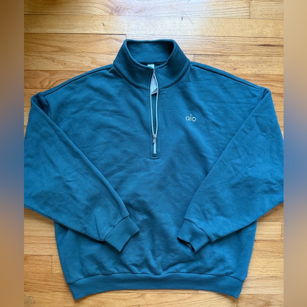 ALO Yoga Men's Clover Green Zip-Up Sweater